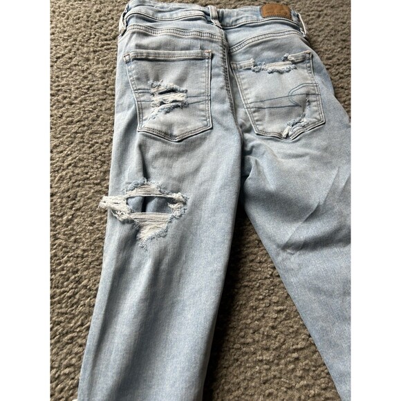 American Eagle Distressed Skinny Jeans Size 4 Regular Light Wash Next Level Stre - Picture 5 of 7